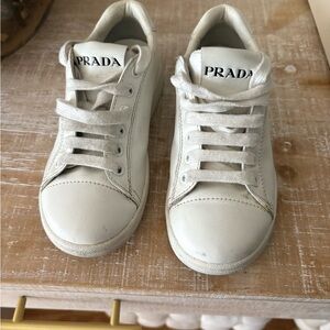 Prada Cream Lace-Up Sneakers